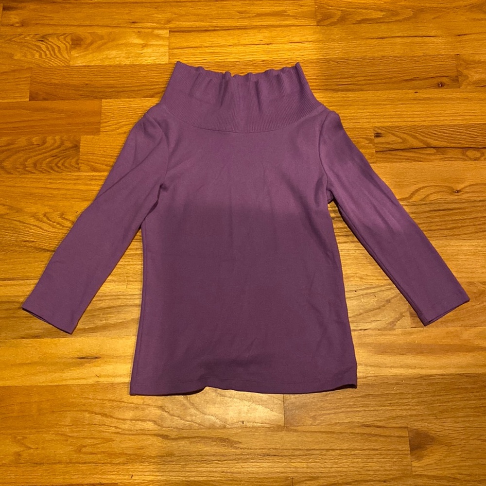 RAFAELLA PURPLE COWLNECK SHIRT